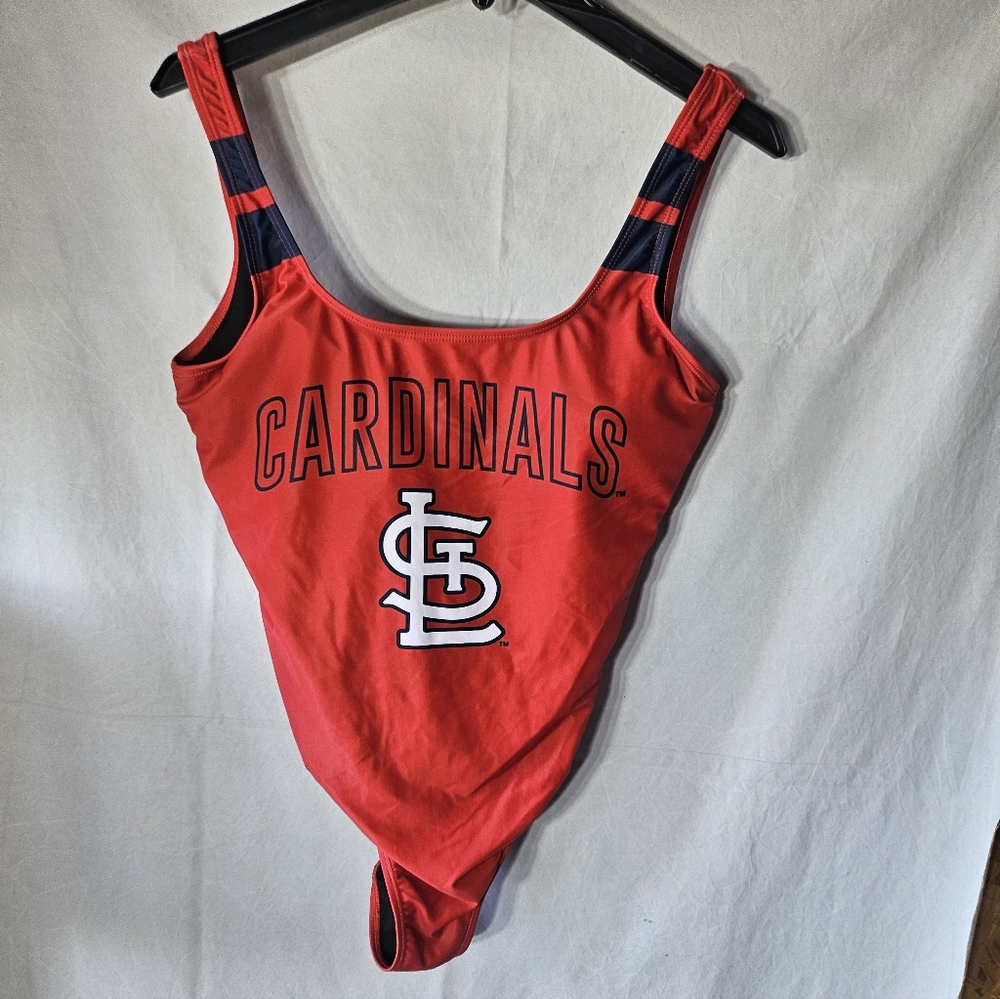 Red and Black St Louis Cardinals large one piece swimsuit